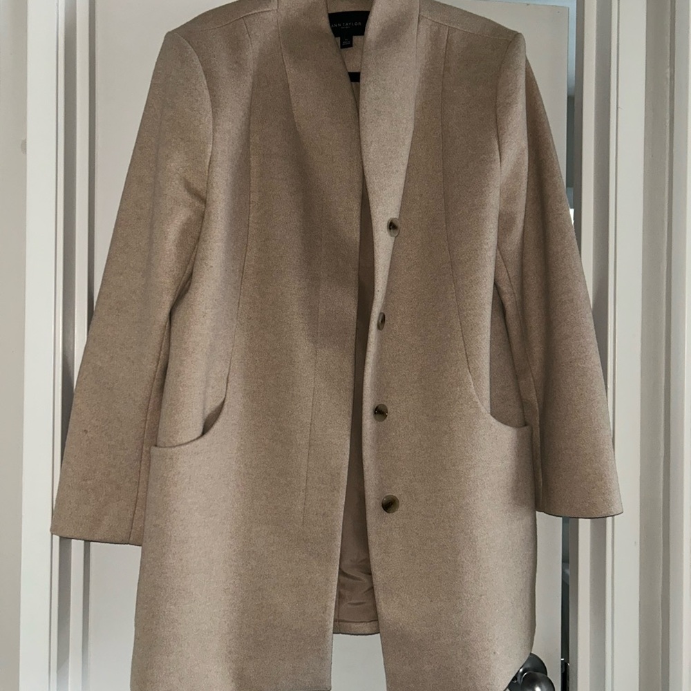 Ann Taylor Cream Minimalist Coat